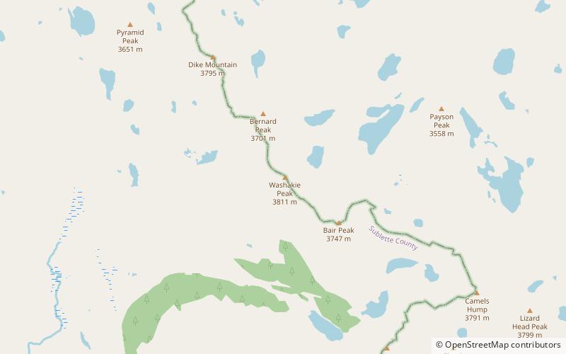 mount washakie bridger wilderness location map