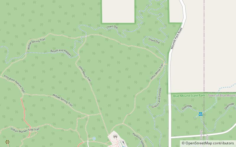 john minix trail blue mound state park location map