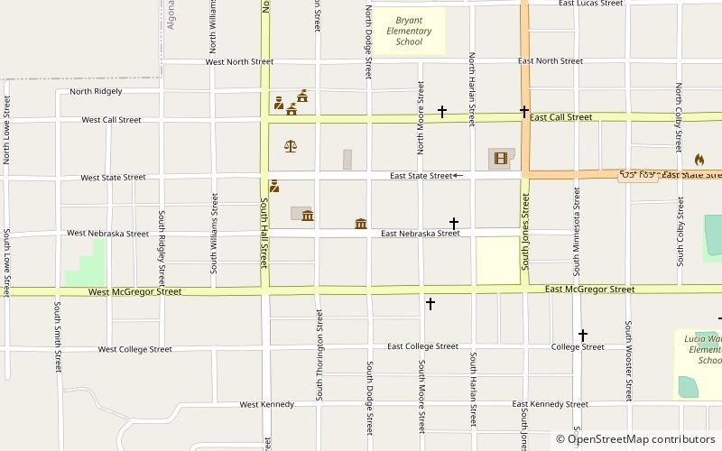 g a r memorial hall algona location map