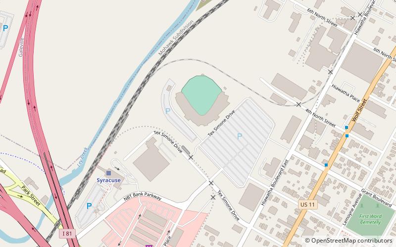 Syracuse Baseball Wall of Fame location map