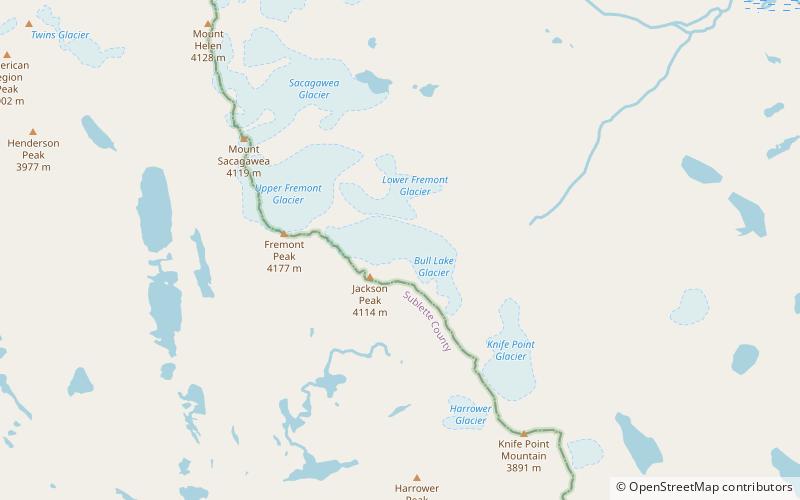 Bull Lake Glacier location map