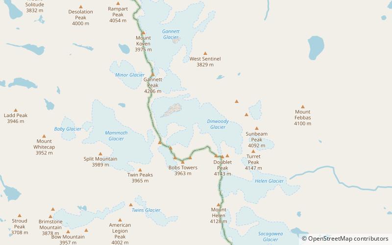 dinwoody glacier fitzpatrick wilderness location map