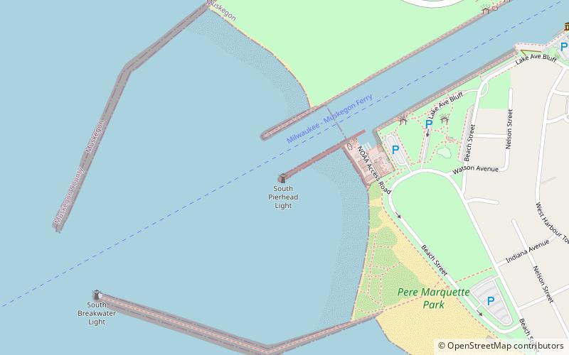 Muskegon Pier Light location map