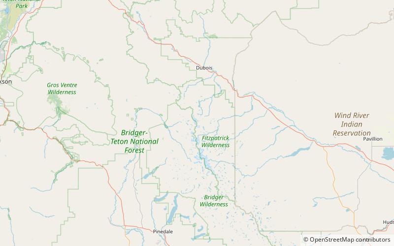 downs mountain bridger wilderness location map