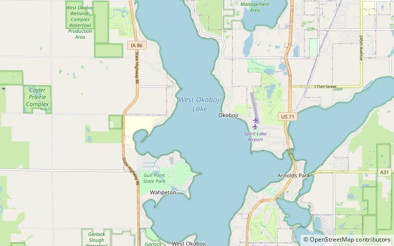 West Okoboji Lake location map