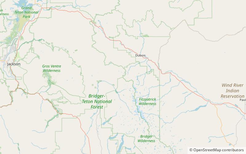 three waters mountain foret nationale de bridger teton location map