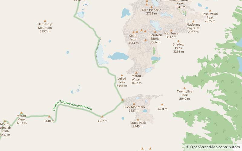 veiled peak park narodowy grand teton location map