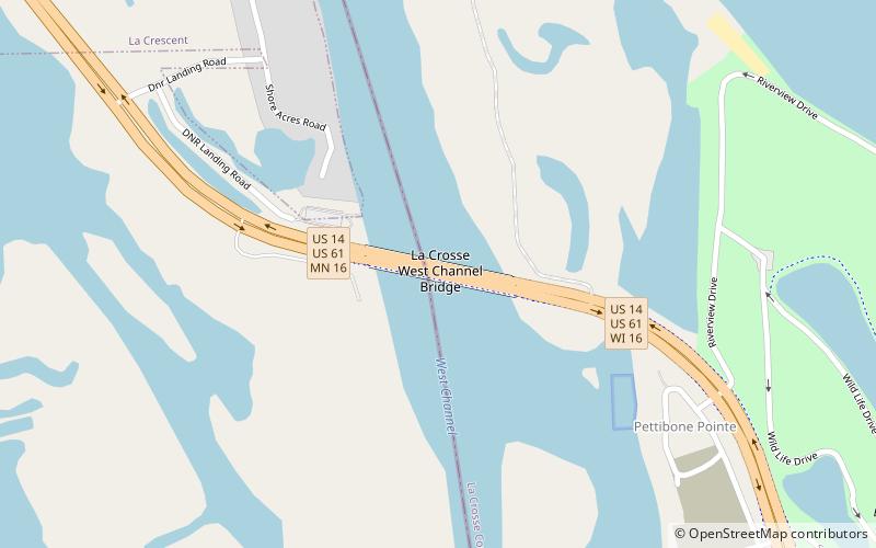 La Crosse West Channel Bridge location map