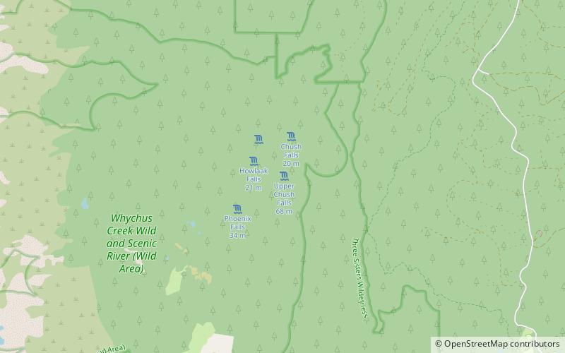 upper chush falls three sisters wilderness location map