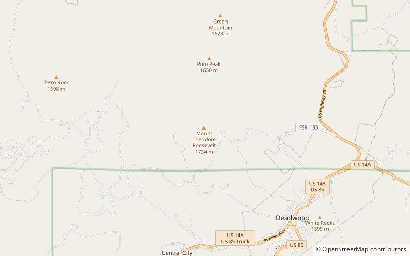 Mount Theodore Roosevelt Monument location map