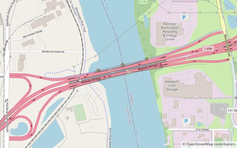 Wakota Bridge location map