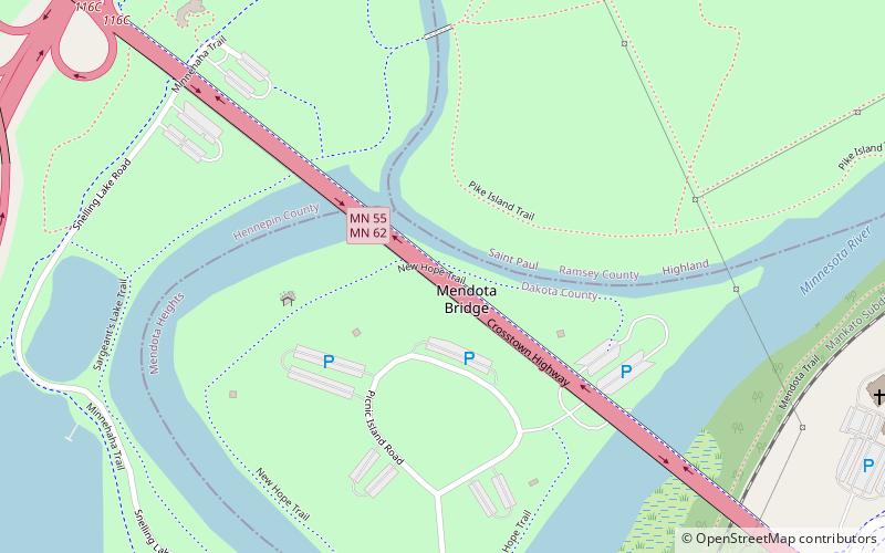 Mendota Bridge location map