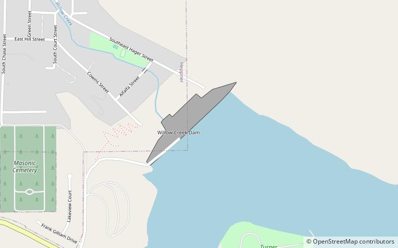 Willow Creek Dam location map