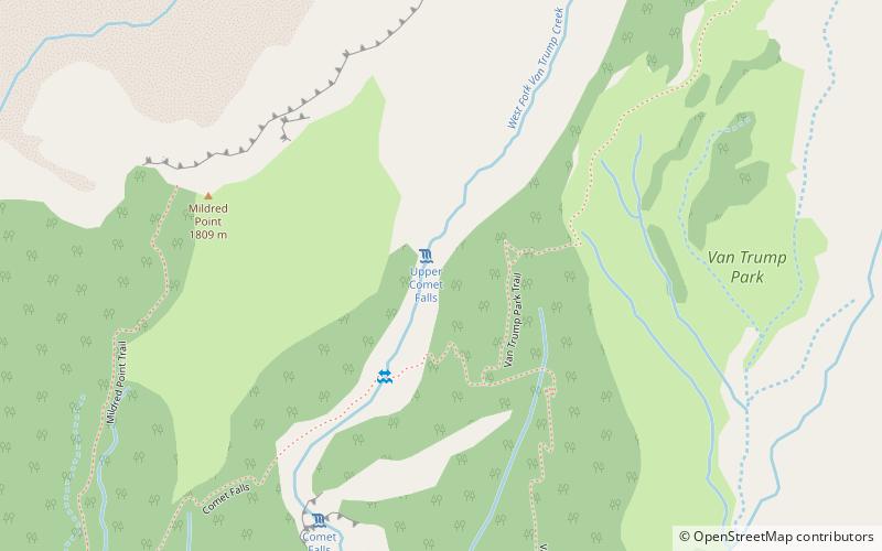 upper comet falls park narodowy mount rainier location map