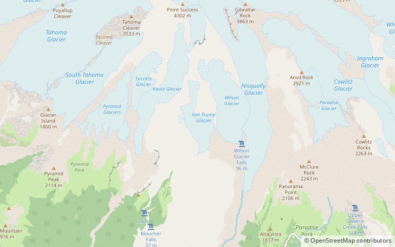 van trump glacier mount rainier nationalpark location map