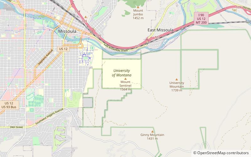 Mount Sentinel location map