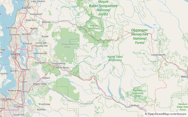 snoqualmie lake alpine lakes wilderness location map
