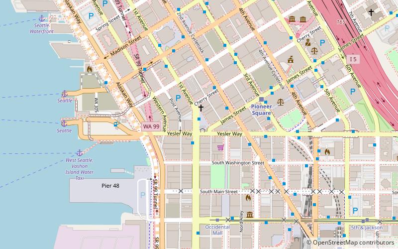 Pioneer Square totem pole location map