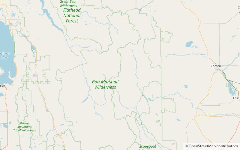 unnamed lake bob marshall wilderness location map