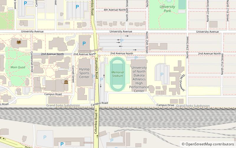 memorial stadium grand forks location map