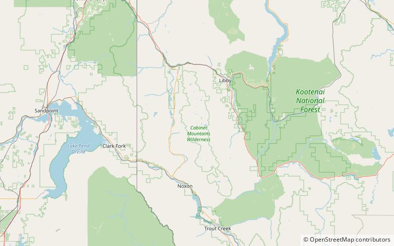 snowshoe lake cabinet mountains wilderness location map