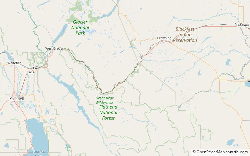 three bears lake park narodowy glacier location map