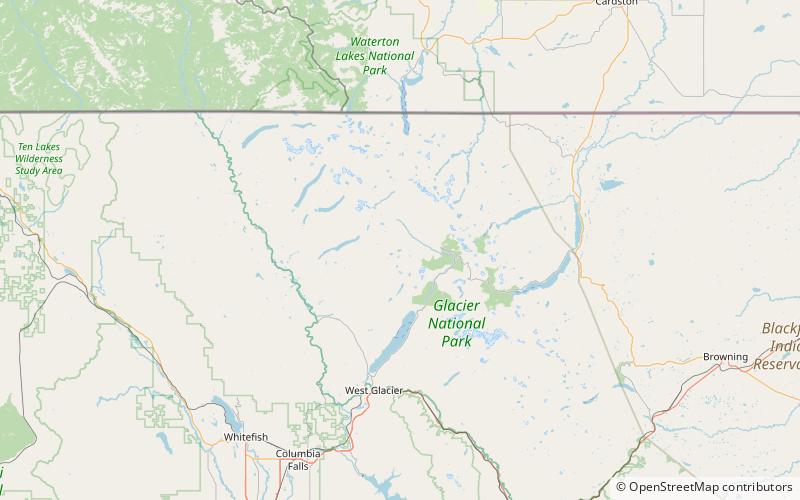lake evangeline glacier nationalpark location map