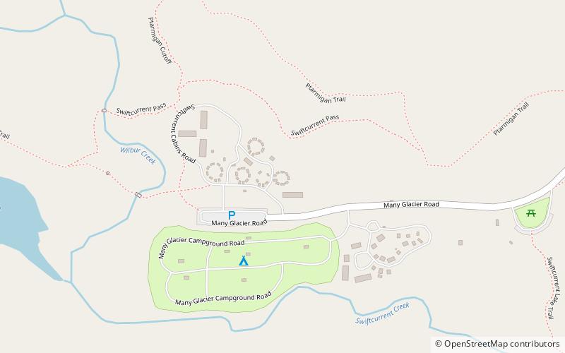 swiftcurrent auto camp historic district glacier nationalpark location map