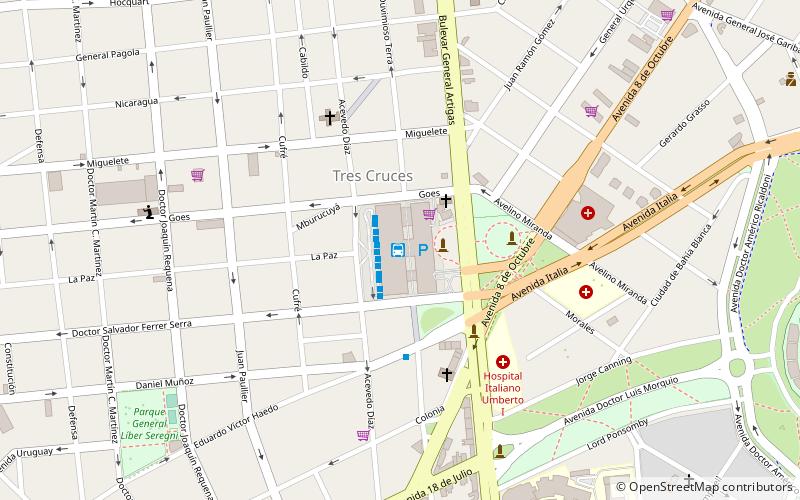 Tres Cruces bus station location map