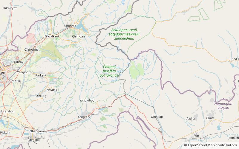 ties pereval czatkalski rezerwat biosfery location map