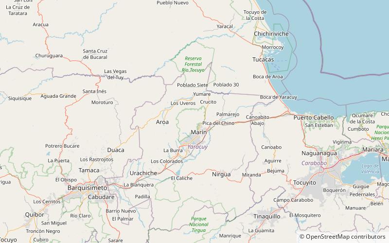 Yurubí National Park location map