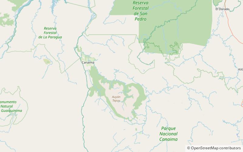 cerro el sol parc national canaima location map
