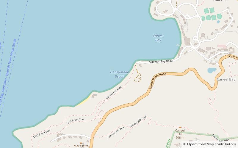 honeymoon beach st john cruz bay location map