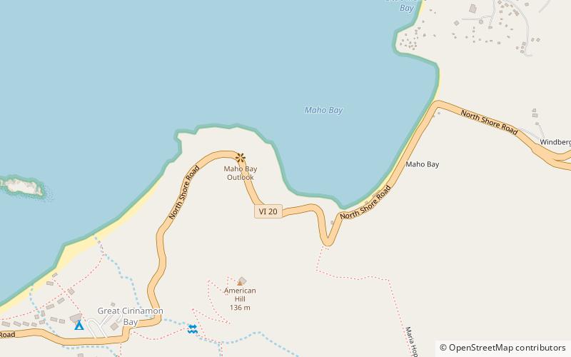 Maho Bay Beach location map