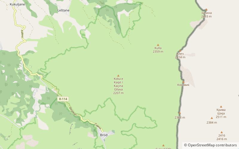 kacina glava szar planina location map