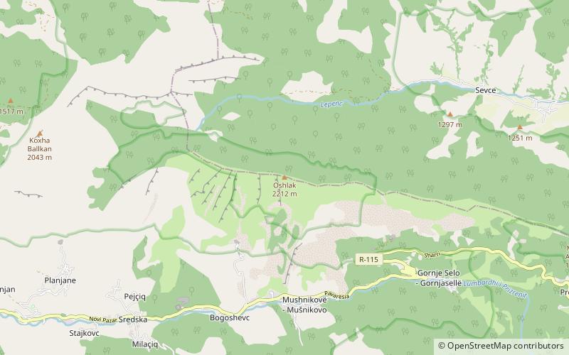Ošljak Mountain location map