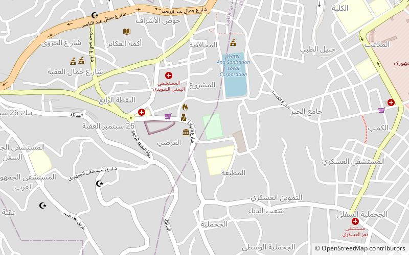 al shohadaa stadium taiz location map