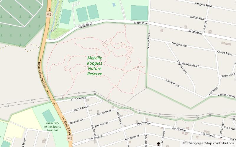 Melville Koppies Nature Reserve location