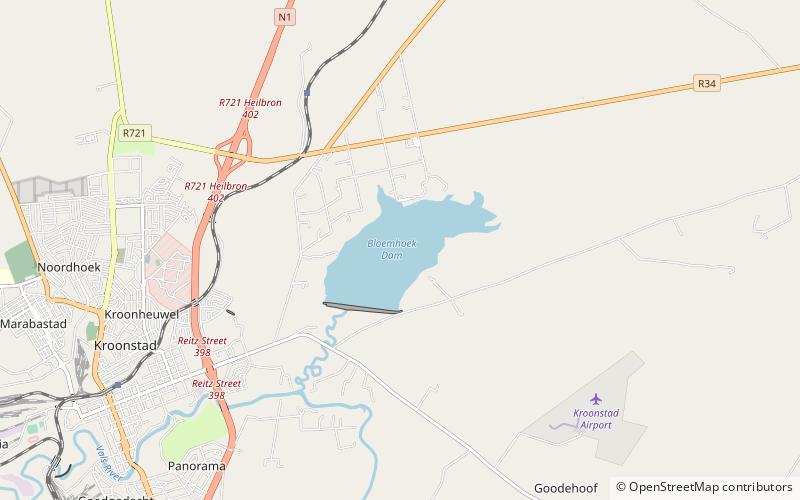 bloemhoek dam kroonstad location map