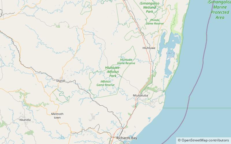 Hluhluwe-Umfolozi Game Reserve location map