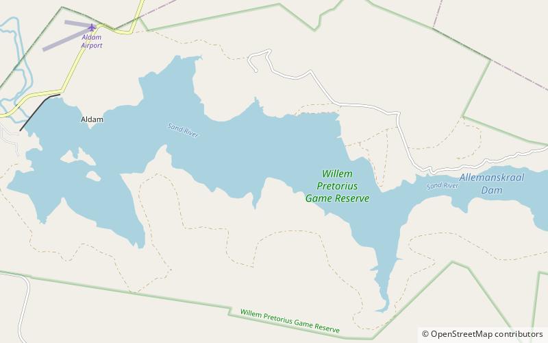 allemanskraal dam rezerwat dzikich zwierzat willem pretorius location map