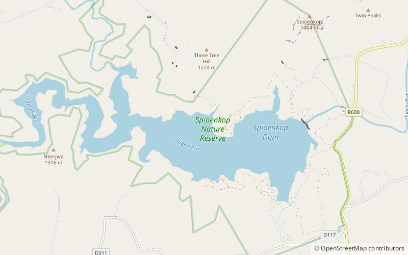 Spioenkop Dam location map