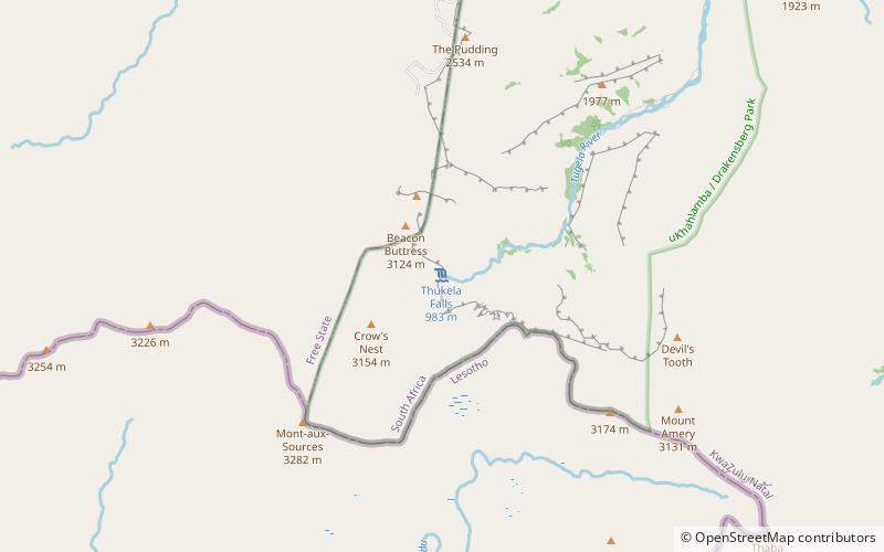 Tugela Falls location map