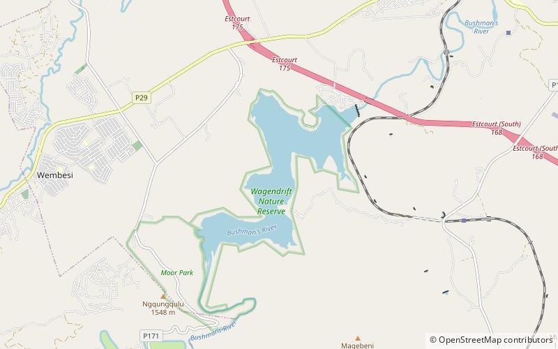 Wagendrift Dam location map