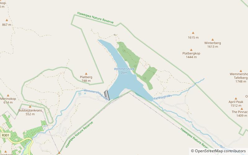 wemmershoek dam location map
