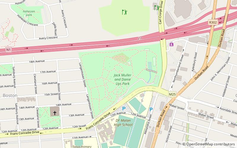 Jack Muller Danie Uys Park location map