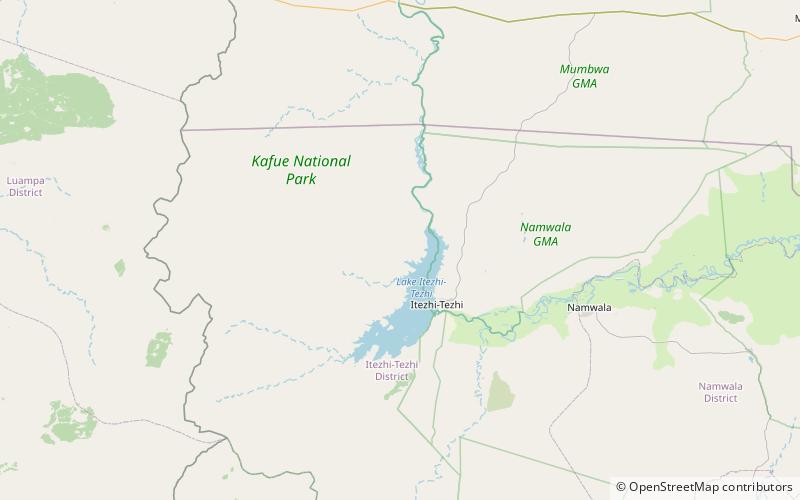 itezhi tezhi district kafue national park location map