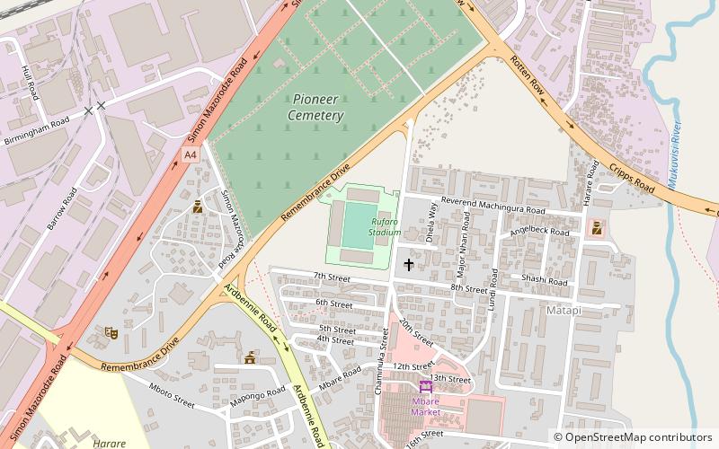 estadio rufaro harare location map
