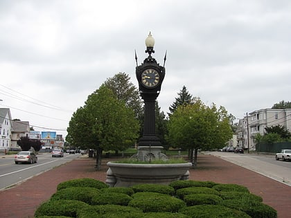 snow fountain and clock brockton